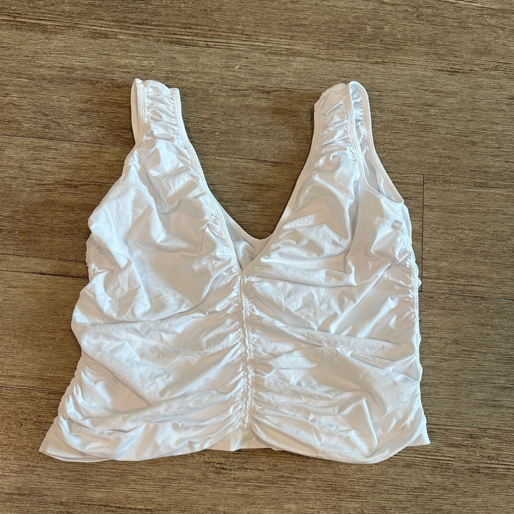 FP Movement by Free People White Ruched V-Neck Tank